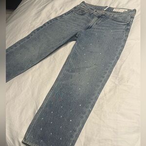 rag & bone Harlow jewel ankle straight jeans in Orian jewel.